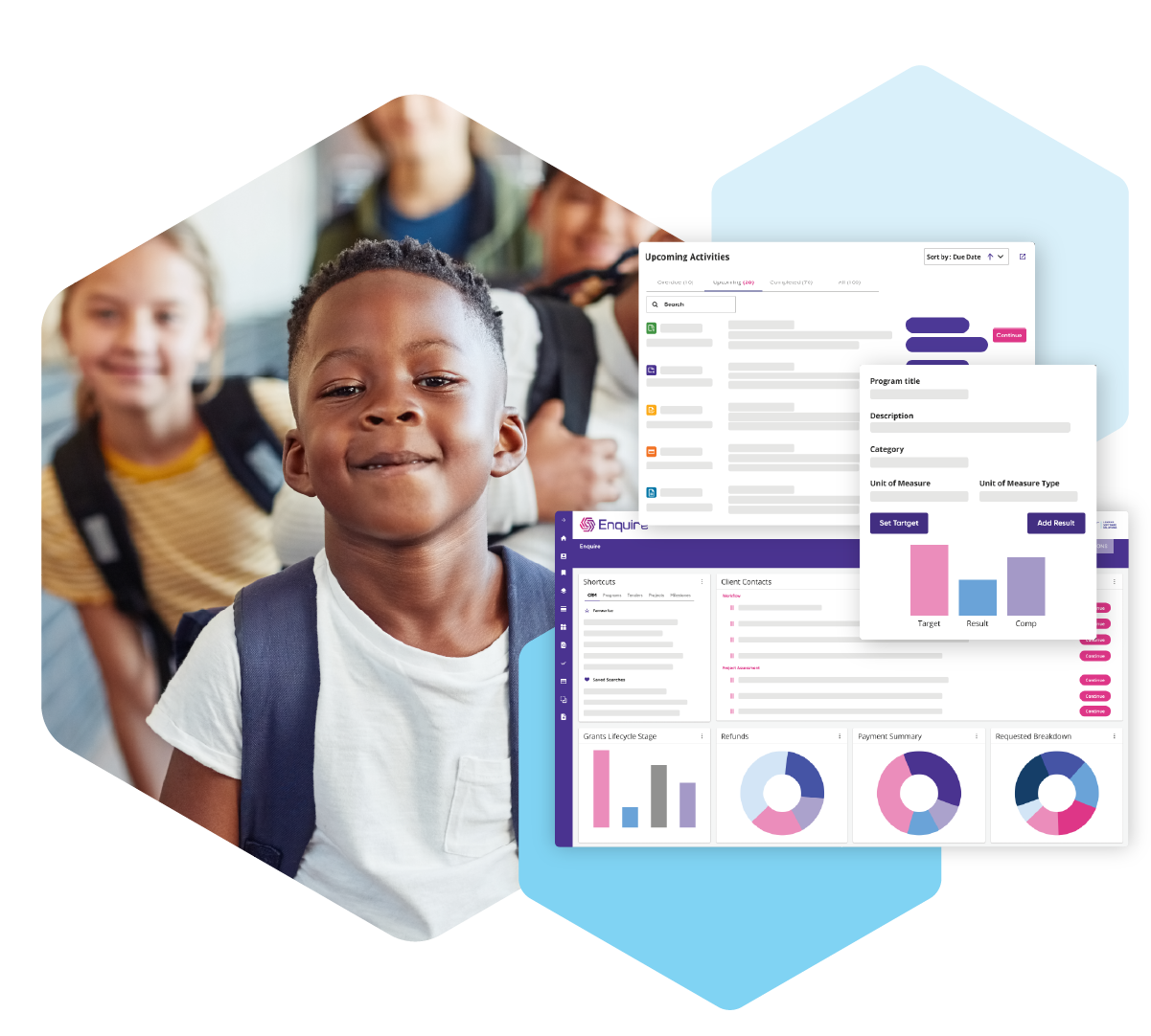 International aid landing page images